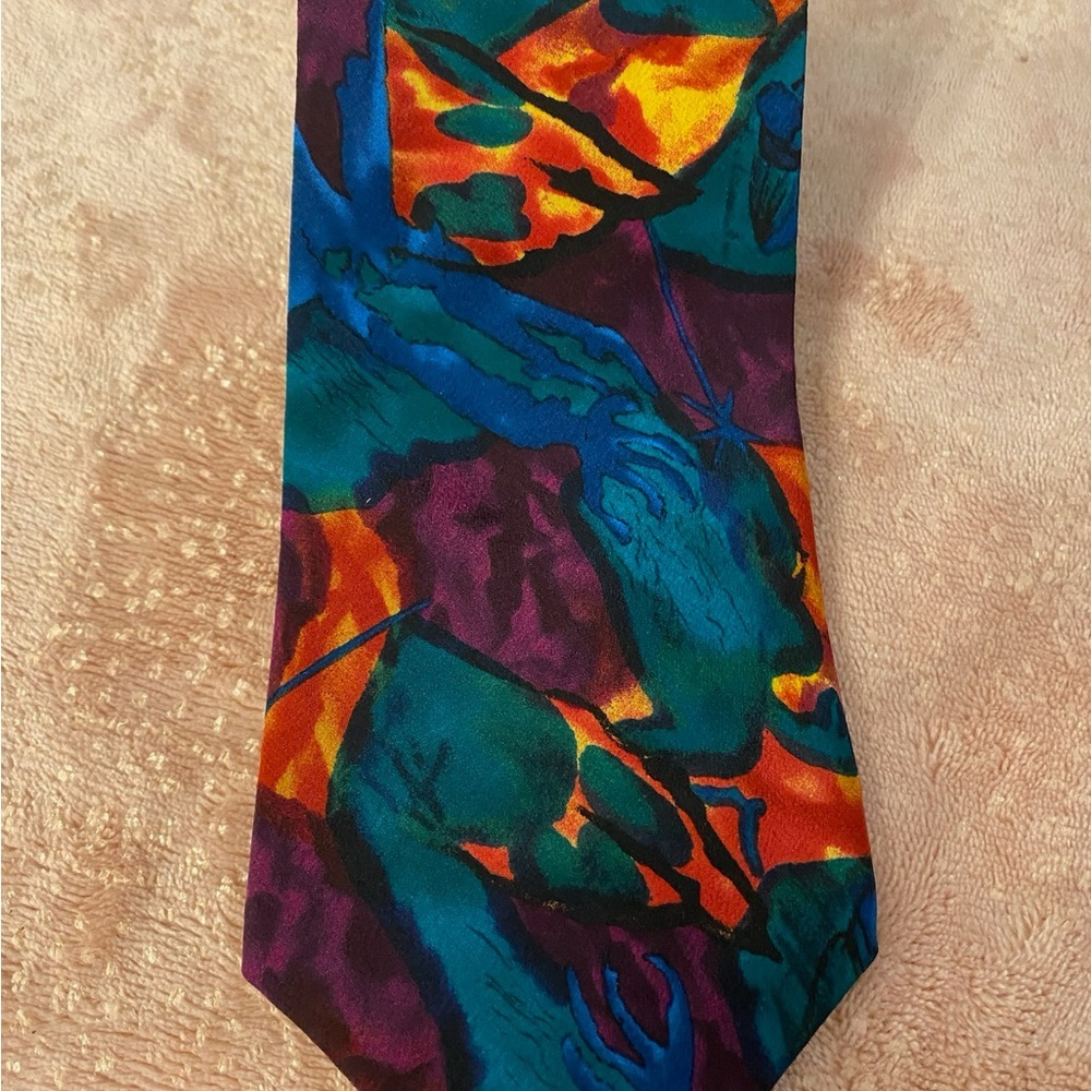 J. Garcia Vibrant Abstract Tie in Teal and Orange